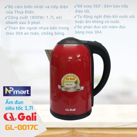 Ấm Đun Nước GL-0017C  1800W/ 1.7L