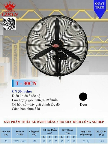 Quạt treo công nghiệp Lifan T-30CN 170w