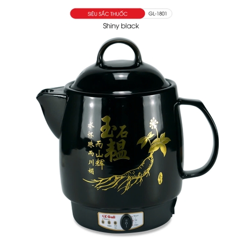 Siêu sắc thuốc GL-1801 Shiny Black 3.3 lít  Điện áp 220V/50Hz công suất 450W dung tích 3.3L