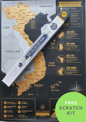 Bản đồ cào Việt Nam phiên bản Vàng - Vietnam Scratch Map Gold Deluxe Edition