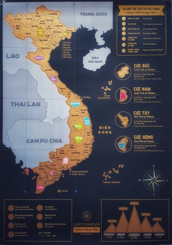 Bản đồ cào Việt Nam phiên bản Vàng - Vietnam Scratch Map Gold Deluxe Edition