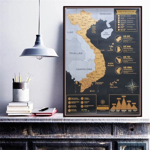 Bản đồ cào Việt Nam phiên bản Vàng - Vietnam Scratch Map Gold Deluxe Edition