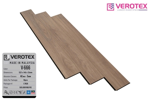 Sàn Gỗ Verotex V666 - 12mm – cốt đen CDF - Malaysia