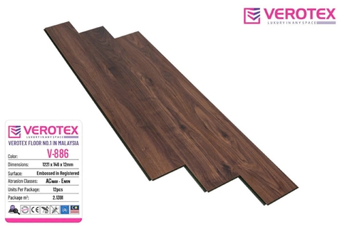 Sàn gỗ Verotex 12mm V886 - HDF in Malaysia