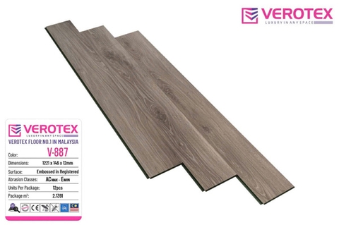 Sàn gỗ Verotex 12mm V887 - HDF in Malaysia