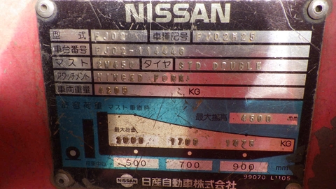 Xe nâng dầu cũ 2.5 tấn NISSAN FJ02M25 (Số Sàn - Gật Gù Lật Đổ)