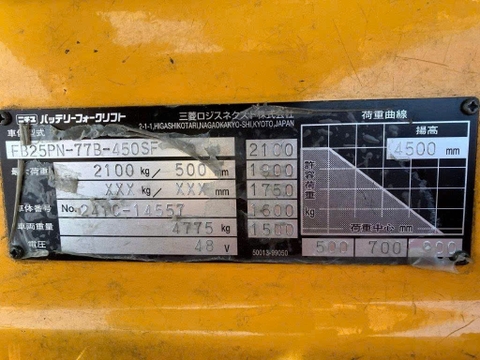 Xe nâng điện cũ ngồi lái 2.5 tấn NYK FB25PN-77B-450SF Đời 2018 (Dịch Giá - Bình Khủng 730Ah)