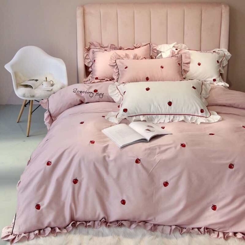 LỤA dâu strawbery story hồng