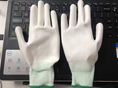 Găng tay phủ PU bàn trắng có viền