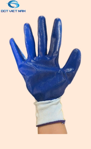 Găng tay sợi phủ sơn xanh