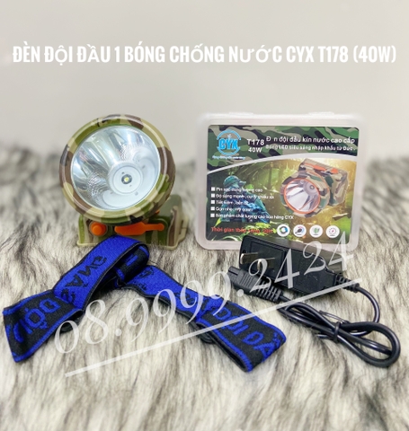 Đèn đội đầu 1 bóng led chống nước CYX T178 (40W)