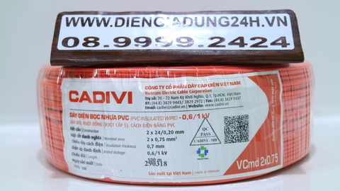 DÂY ĐÔI CADIVI 2x24 VCmd ( 2 x 0.75mm2)