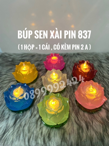 BÚP SEN ĐÈN NẾN THỜ CÚNG DÙNG PIN LED SIÊU SÁNG 837, NẾN HOA SEN, NẾN PIN