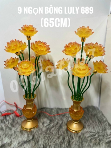 BÌNH BÔNG 9 NGỌN LƯU LY 689 CAO 65CM - ĐÈN THỜ PHA LÊ 9 NGỌN