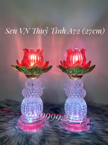 ĐÈN THỜ PHA LÊ THUỶ TINH CAO CẤP A72 ( 27cm) 1 CẶP