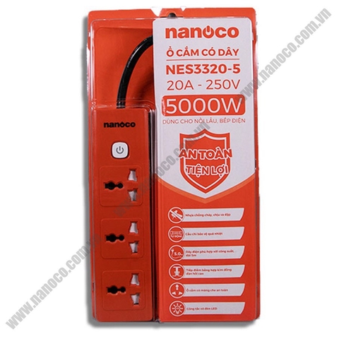 Ổ CẮM NANOCO NES33320-5 20A 250V 5000W CHÍNH HÃNG