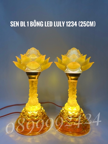 ĐÈN THỜ PHA LÊ - LƯU LY 1234 CAO 25CM