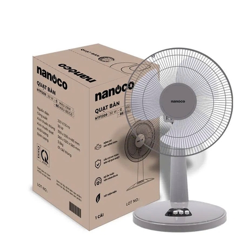Quạt bàn nanoco, 30W, NTF1209 ( màu hồng, màu beige, màu xám)
