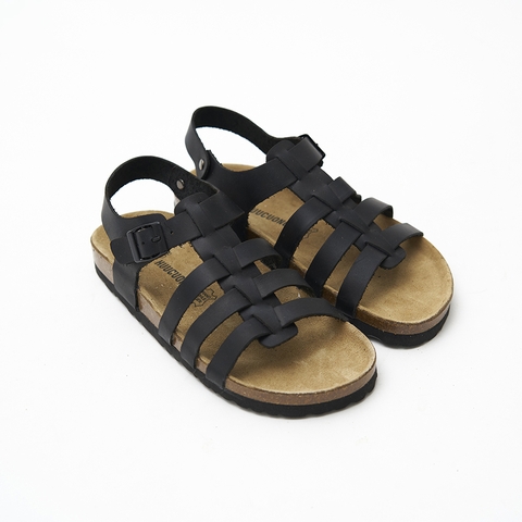 Sandal unisex chiến binh da bò đen handmade