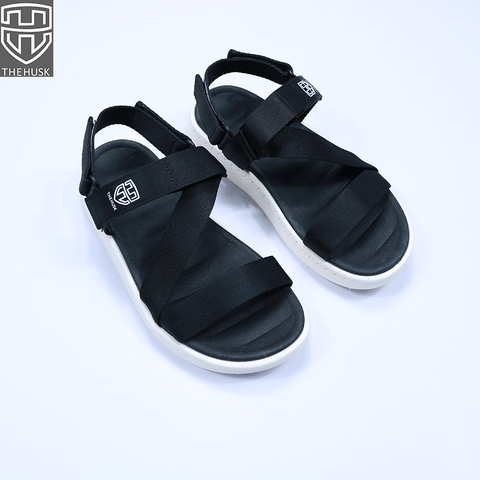 Giày Sandals Unisex TheHusk Quai Đen Đế Trắng - TH14