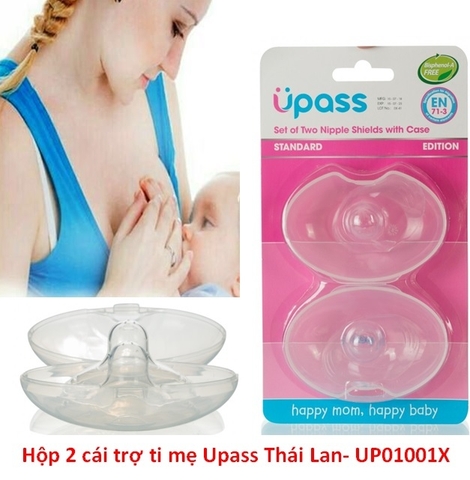 (Đầu ti tròn) Hộp 02 cái trợ ti ngực silicone mềm cho Mẹ hỗ trợ cho bé bú Upass Thái Lan - UP1001X