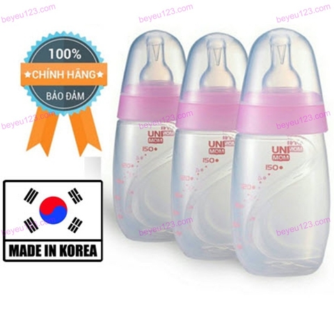 Bộ 3 bình trữ sữa mẹ Unimom 150ml có núm ti Size S Hàn Quốc