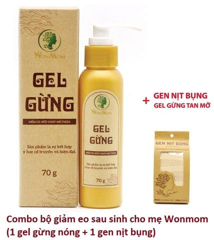 Combo bộ giảm eo sau sinh Wonmom cho mẹ (1 Gel gừng nóng + 1 Gen nịt bụng) Việt Nam
