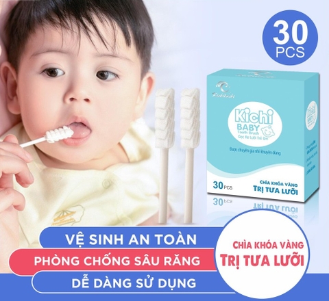 Hộp 30 Que gạc rơ lưỡi , tưa lưỡi Kichilachi vệ sinh răng miệng cho bé - Việt Nam