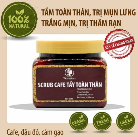 Cafe tắm , tẩy tế bào chết toàn thân Wonmom 100% thiên nhiên 500g (thay cho sữa tắm hóa chất) Việt Nam