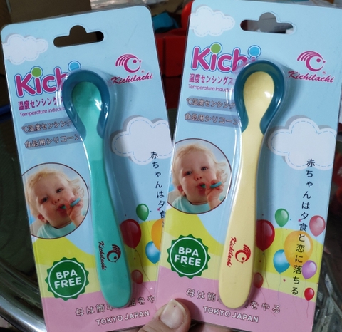 Thìa nhựa ăn dặm cảm ứng nhiệt an toàn miệng cho bé Kichilachi ( Nhật)