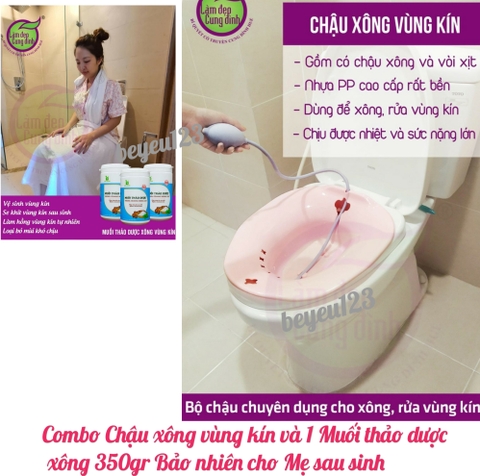 Combo Chậu xông vùng kín và 1 Muối thảo dược xông 350gr Bảo nhiên cho Mẹ sau sinh - Việt Nam