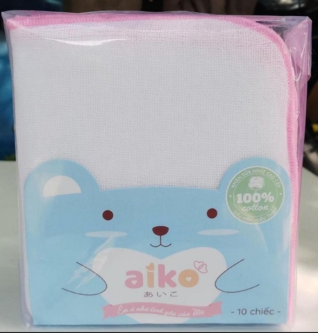 Set 10 Khăn sữa xuất nhật 4 lớp Aiko cho bé - Khăn xô - 27X25cm