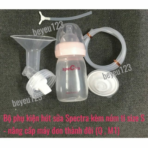 Bộ phụ kiện hút sữa Spectra kèm núm ti size S - nâng cấp máy đơn thành đôi (Q , M1)