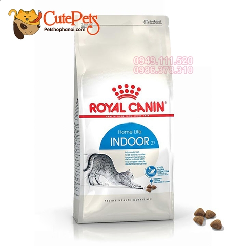 Thức ăn hạt cho mèo Royal Canin Indoor 27 dành cho mèo ít vận động, giảm mùi hôi phân