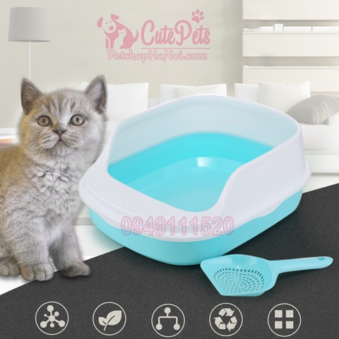 Khay đựng cát vệ sinh thành cao cho mèo kèm xẻng - Cutepets