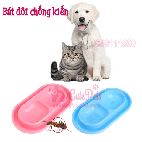 Bát nhựa đôi chống kiến cho chó mèo