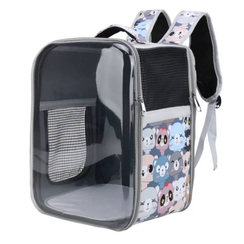 Balo cho chó mèo trong chữ nhật viền hoạ tiết con gấu 40x28x28cm - Cutepets