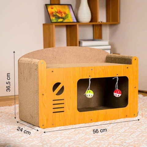 Bàn cào móng cho mèo sofa gỗ tivi 56x24x37cm - Cutepets