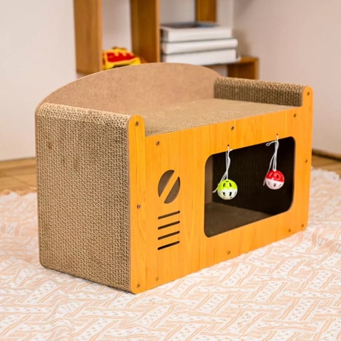 Bàn cào móng cho mèo sofa gỗ tivi 56x24x37cm - Cutepets
