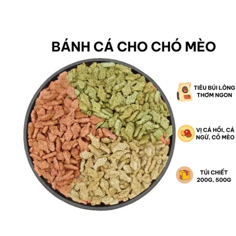 Bánh cá Catnip cho chó mèo tiêu búi lông mix vị cỏ mèo, cá hồi, cá ngừ