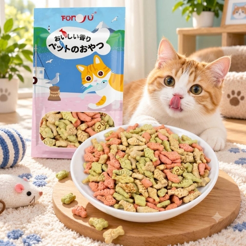 Bánh quy thưởng cho mèo hình cá catnip Funnyu 60g - Cutepets