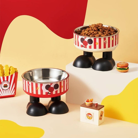 Bát ăn cho chó mèo hoạt hình bàn chân lòng inox 14*10.5cm