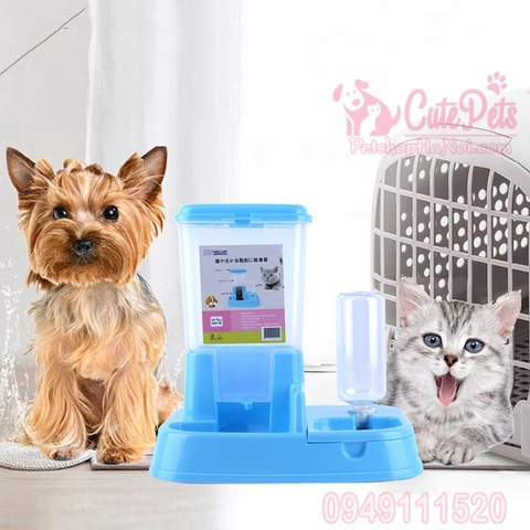 Bộ bát ăn đôi tự động kèm bình ăn 1.5kg và chai 500ml - Cutepets