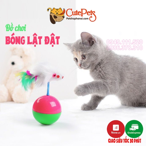 Đồ chơi cho mèo bóng lật đật gắn chuột lông cho mèo vời - Cutepets