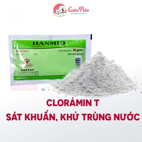 Bột sát trùng Hanmid 50g Cloramin-T Dành cho thú cưng