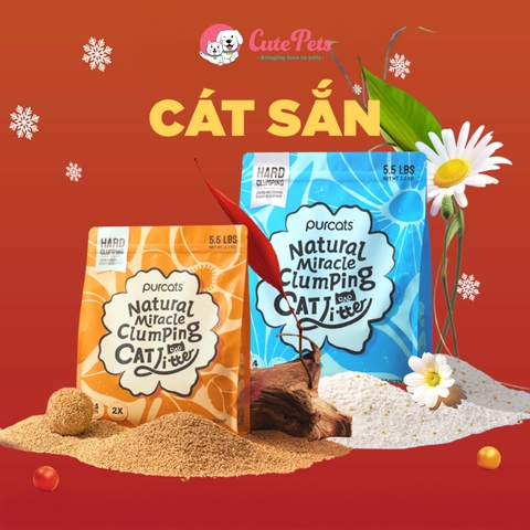 Cát sắn Vệ Sinh Cho Mèo Purcats Natural Miracle 5.5LBS - Cutepets