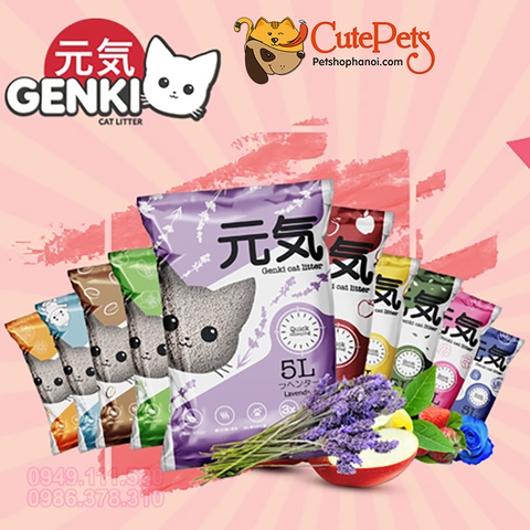 Cát vệ sinh cho mèo Cát GENKI 5L Cát mèo giá rẻ khử mùi tốt - Cutepets