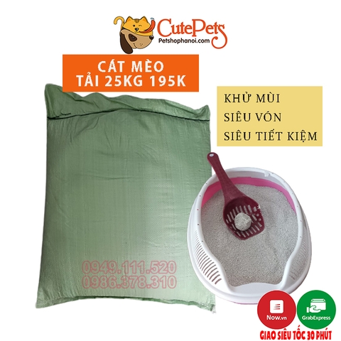 Cát vệ sinh mèo giá rẻ Hà Nội, tải 25kg 195k