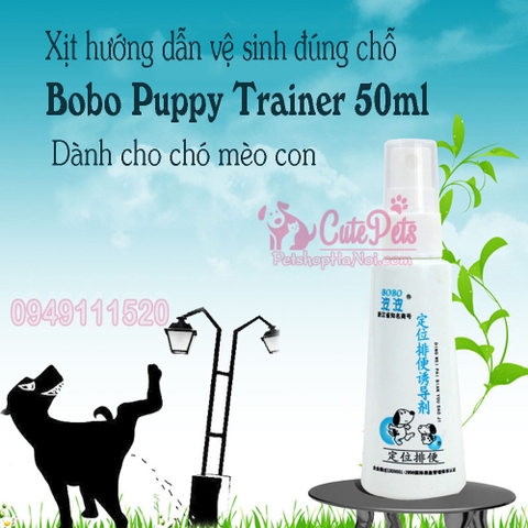 Xịt hướng dẫn vệ sinh đúng chỗ Bobo Puppy Trainer 50ml cho chó mèo con