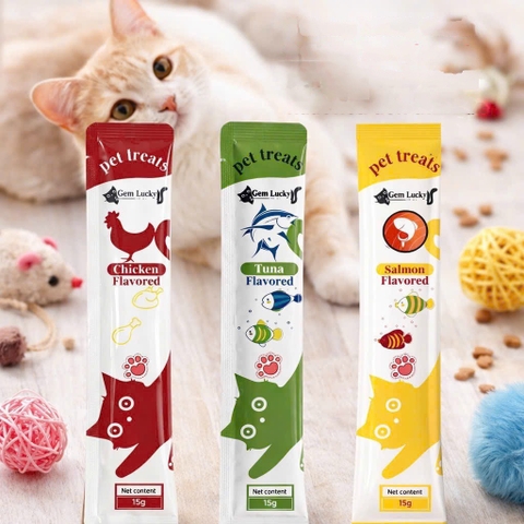 Súp thưởng cho mèo Pet Treats Gemlucky 15g - Combo 15 thanh mix vị - Cutepets